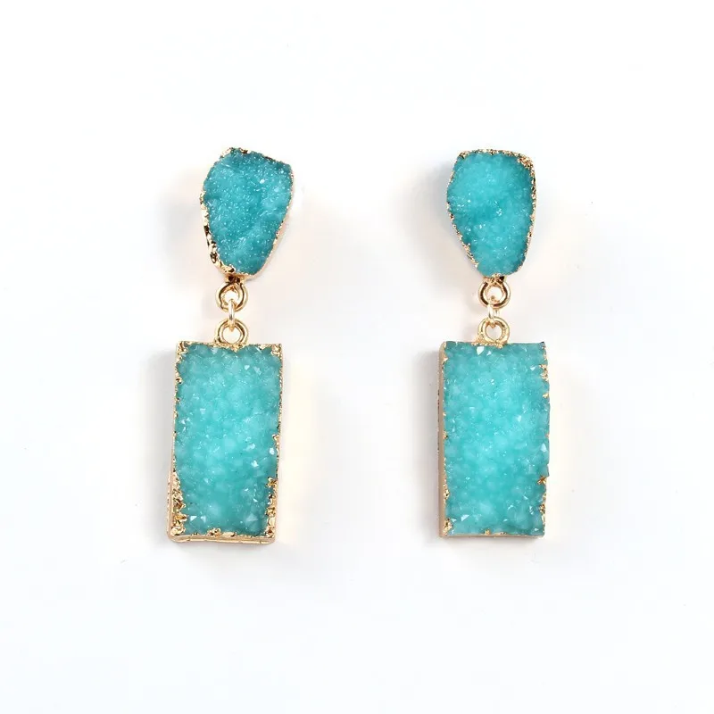 Bijoux Geometric Wedding Druzy Resin Earrings Drop Earrings For Women Jewelry Statement Pendientes Mujer Moda 2019 Ohrringe (8)