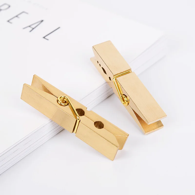 Brass Copper Metal Paper Binder Clip Photo Message Ticket File Office School Supplies Clips Korean Stationery 1 pc Paper Clip