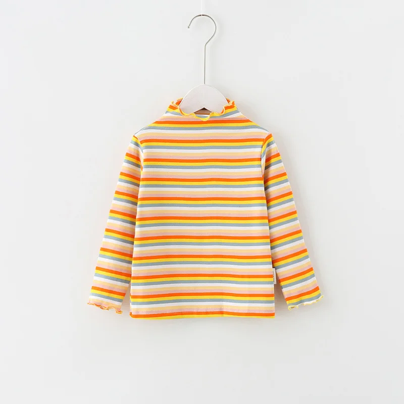 orange striped Осенняя детская футболка Новинка года, футболка с длинными рукавами для девочек повседневные топы в полоску для девочек, Весенняя детская одежда, BC071 - Цвет: orange striped