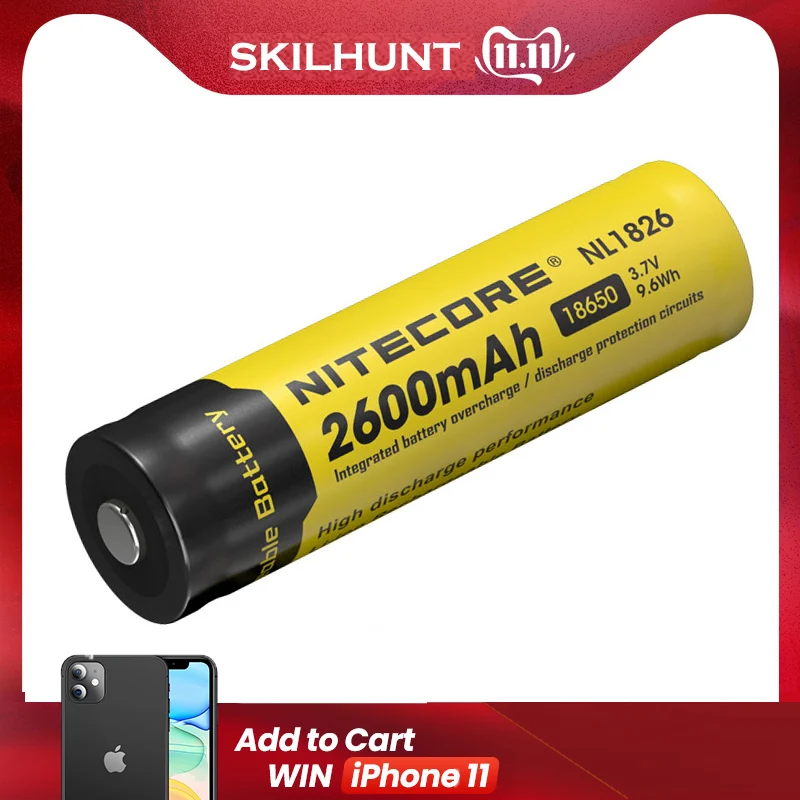 Nitecore NL1826 2600mAh 18650 3,7 V литий-ионная аккумуляторная батарея(NL1826