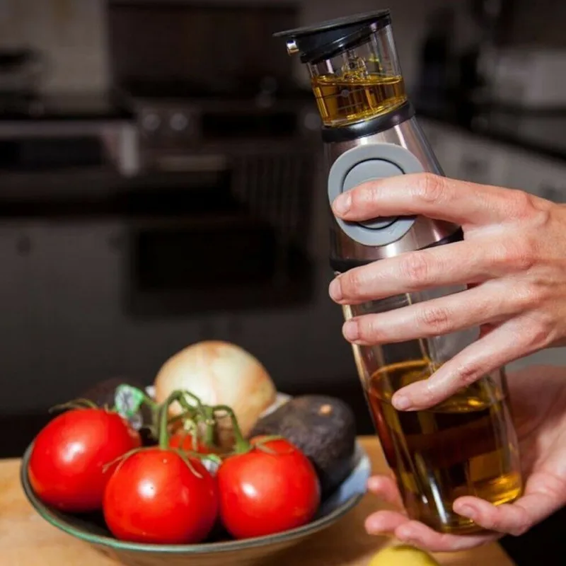 Пресс-тип Дозирующее масло бутылка масло, полезное для здоровья бутылка кухонная утварь измерение давления чайник чашка кухонные принадлежности# j