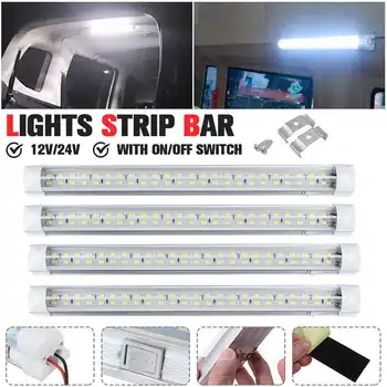 

1/2/4pcs Universal Car Interior Light Strip Bar 48 LED 5630 White Strip Lamp with ON/OFF Switch Automatic switch Ties LED Strips
