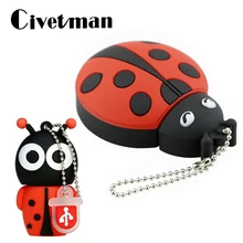 Мультяшный USB флэш-накопитель 8 ГБ Милая Божья коровка USB 2,0 Флешка 32 ГБ флеш-накопитель 16 Гб USB Memoria Stick Beetles Flashdrive диск памяти