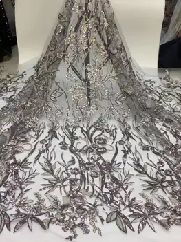 

Elegant Sequins Lace Fabric 2020 Latest French Nigerian Laces Fabrics High Quality Sequins Lace Fabric 5yard/Lot