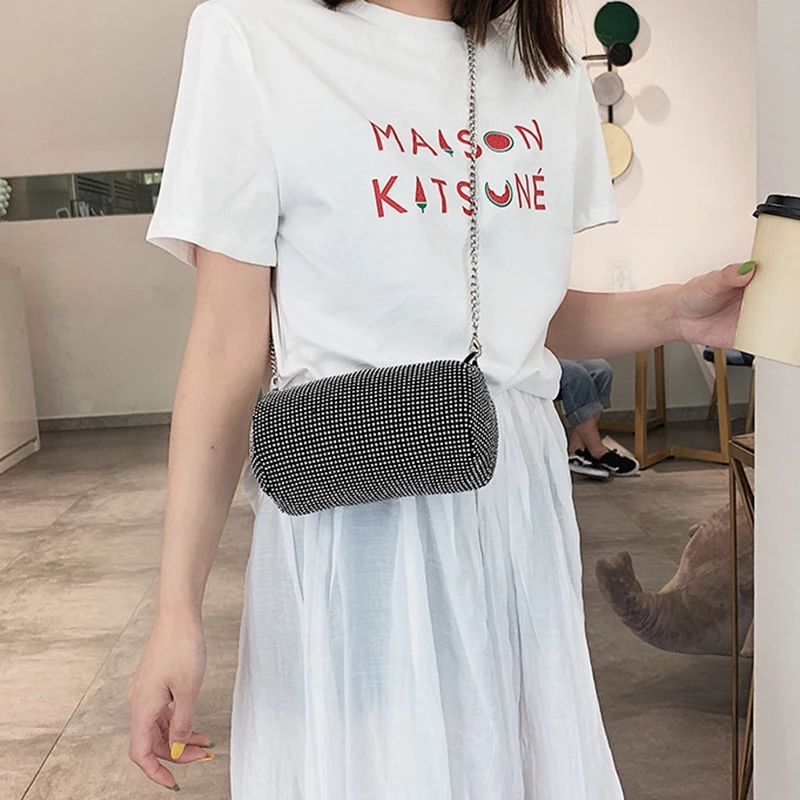 New Fashion Rhinestone Banquet Messenger Bag Foreign Style Texture Chain Shoulder Bag