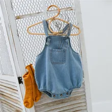 

2022 Newborn Baby Girl Denim Bodysuits Spring Summer Solid Sleeveless Rompers Playsuits for Boy Cotton Suspenders Kids Clothes