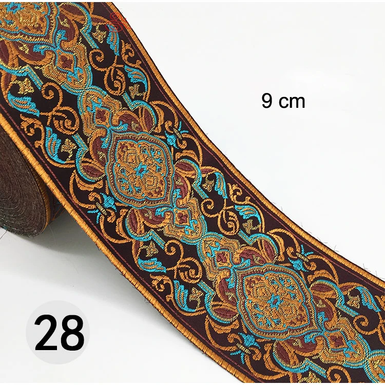 1M Ethnic Embroidered Jacquard Ribbons Trim DIY For Decoration Handcraft Apparel Sewing Headwear Lace Fabric HB165 - Цвет: 28