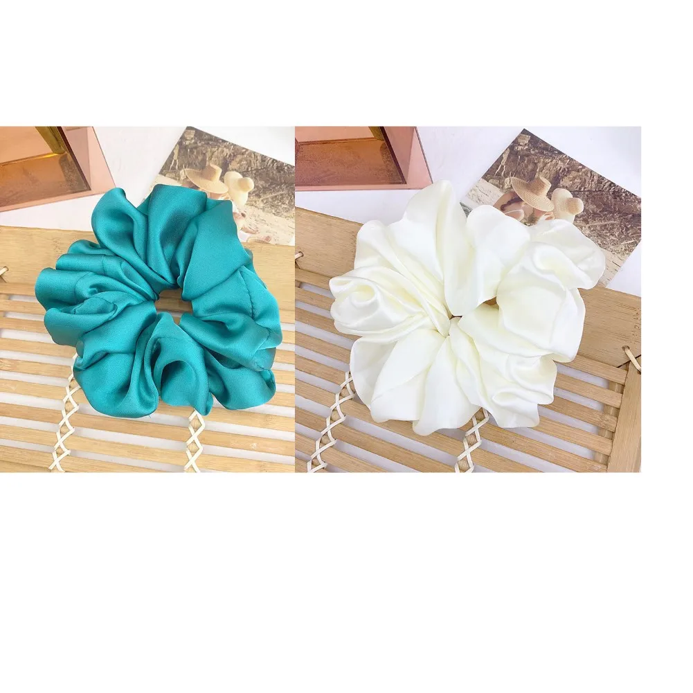 vintage hair clips Oversized Hair Scrunchies For Women Solid Satin Silk Scrunchie Hair Rubber Bands Elastic Hair Ties Accessories Ponytail Holder head wrap for women Hair Accessories