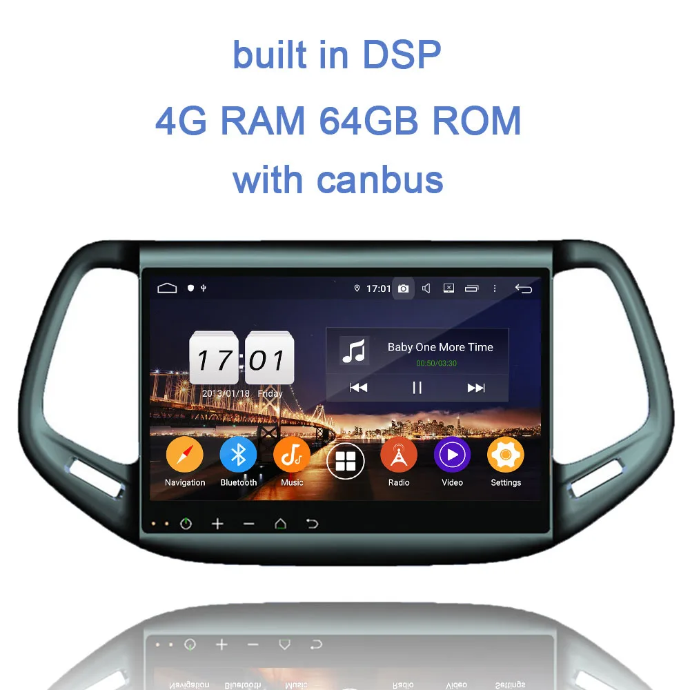 4GB 64GB with canbus 10," DSP TDA7851 Android 9,0 4 Гб+ 64 ГБ+ 8 ядерный автомобильный dvd-плеер gps ГЛОНАСС карта Авторадио Bluetooth 4,2 для Jeep Compass - Цвет: 4GB 64GB with canbus