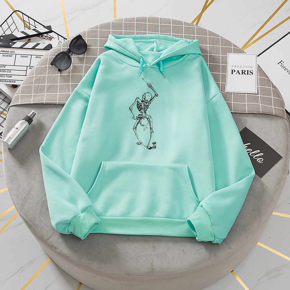 

Thick Fleece Sweatshirt Velvet Pullovers Oversize Hoodies Women Loose Oversized Hoody Sweatshirts for Teen Girls Skeleton Hoodie