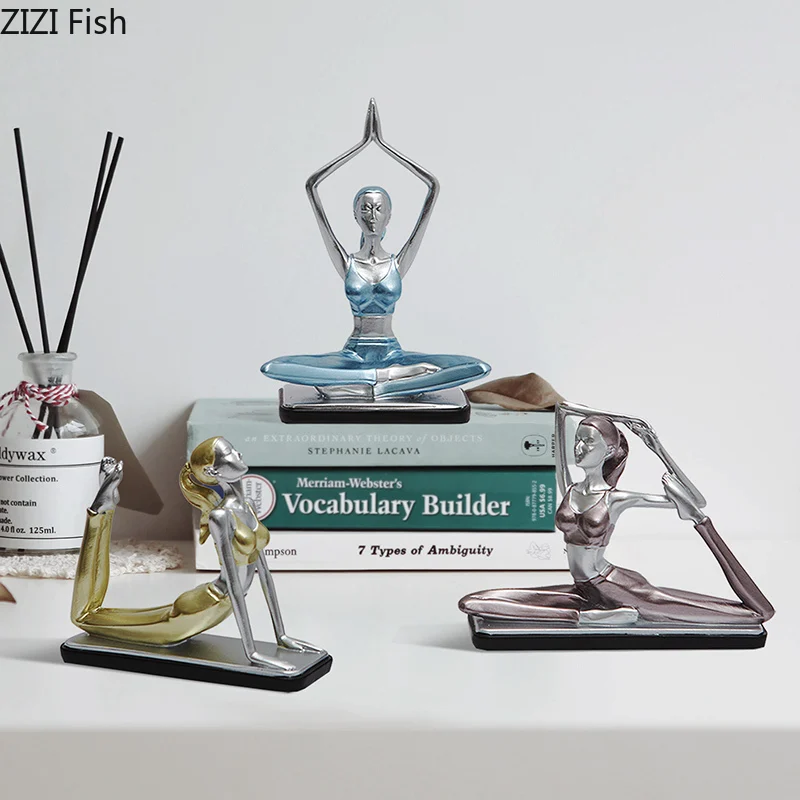 

Креативные украшения для йоги и девушек, статуэтка из смолы, цветная Йога, медитация, упражнения, современные аксессуары для украшения дома