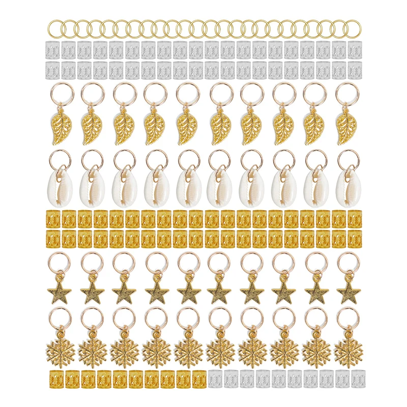 

164pcs/140pcs/110pcs Golden Hair Ring Braid Dreadlocks Bead Hair Cuffs Dread Tube Charm Dreadlock Accessaries Extension