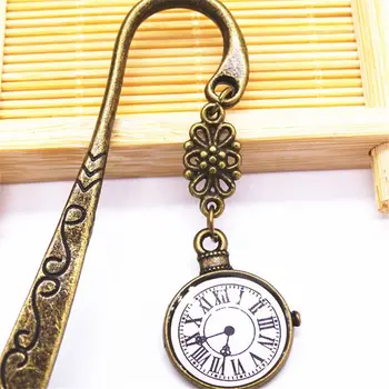 

Vintage Clock Pendant Bookmark Zinc Alloy Book Label Book Page Holder Retro Jewelry Students Gift Kawaii School Office Supplies