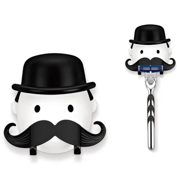 

Beard Plastic Cartoon Bathroom Shaver Clutter Holder Washroom Wall Sucker Suction Cup Hook Razor Hot Sale