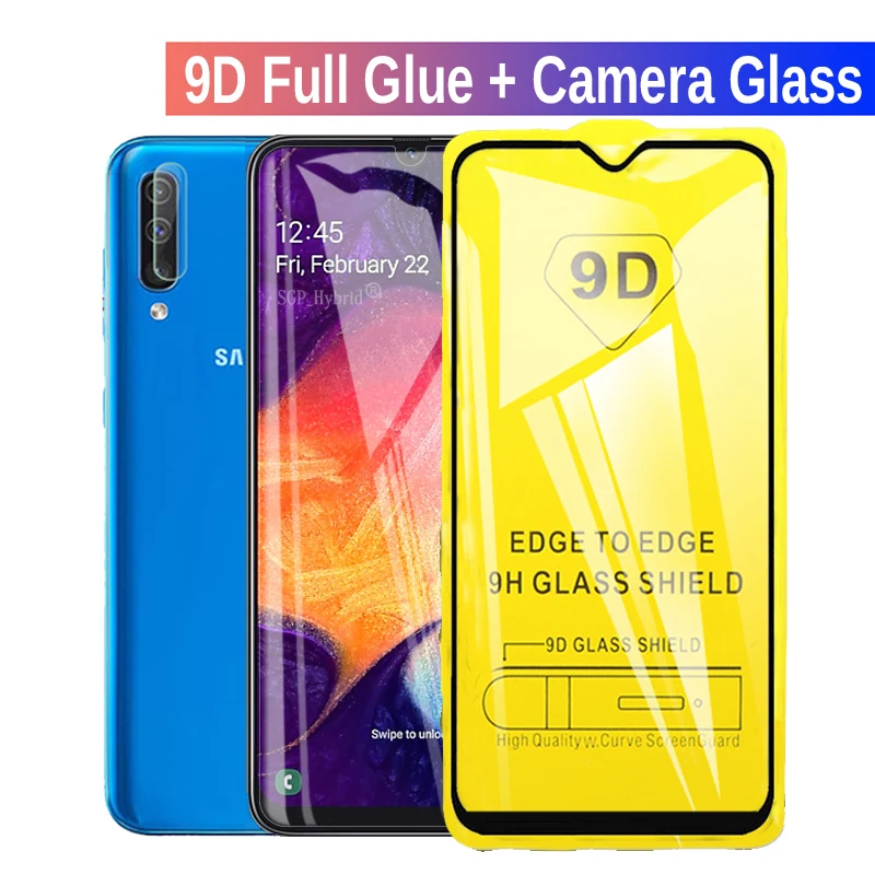 

2-in-1 Camera Glass For Samsung Galaxy A50 A40 A70 Tempered Glass 9D For Samsung A30 A20 A10 A 50 40 70 Screen Protector Film