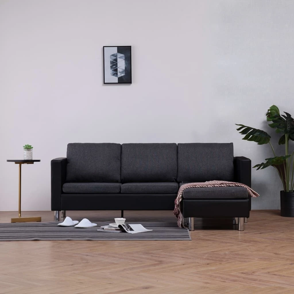 VidaXL 282205 3 sitzer Sofa mit Kissen Schwarz Faux Leder| | - AliExpress