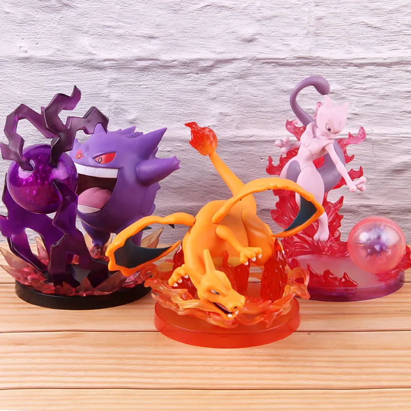 Горячие игрушки Аниме Мультфильм Монстр Mewtwo Gengar Charizard Фигурки ПВХ Acrion фигурка Коллекционная модель игрушки