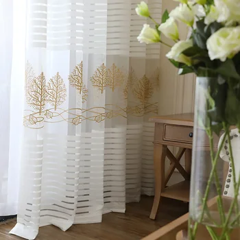 

Lychee White Embroidery Curtain Modern Door Curtain Window Room Divider Curtain Valance Home Decoration