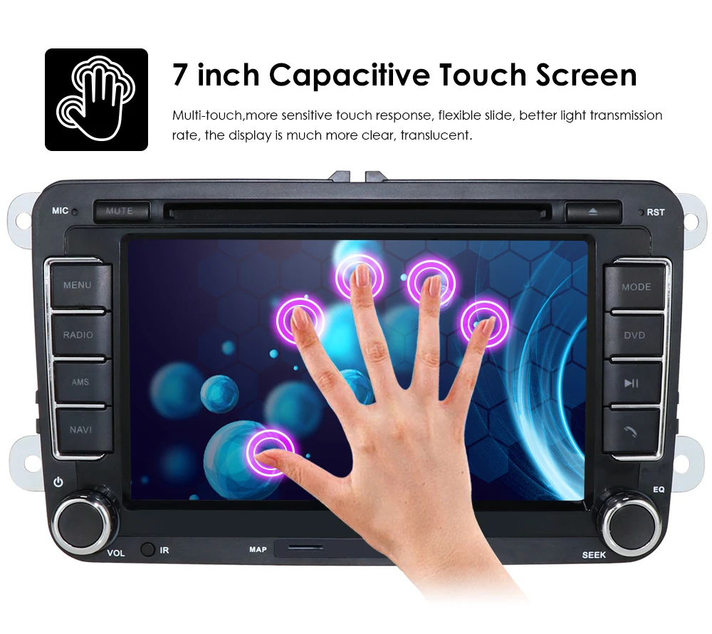 Cheap Car Touch Screen 7" Stereo GPS DVD Navi for VW Golf Polo Passat Tiguan Jetta Altea+RDS+BT+SD card+SWC+CAN BUS+USB+EQ+Rear Camera 9