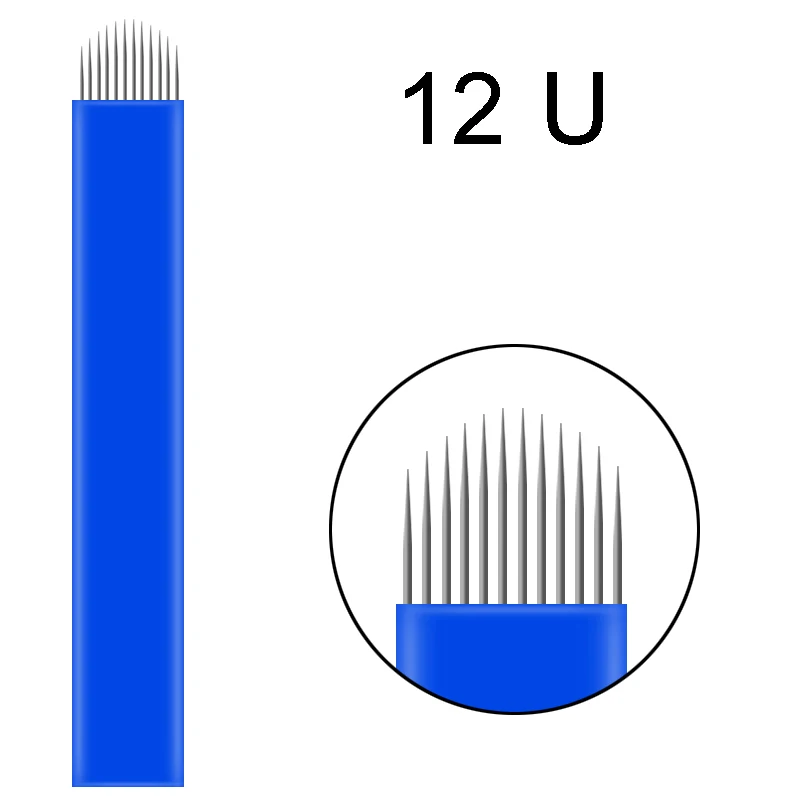 500 шт 18 Pin u-образные иглы для татуировки перманентный макияж бровей вышивка лезвия для 3D микроблейдинг ручная Татуировка ручка - Габаритные размеры: 12U