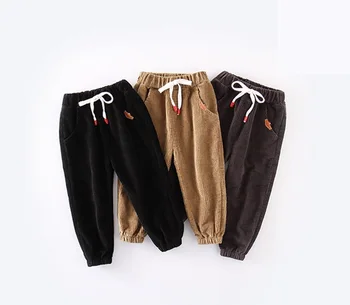 

Autumn new children's elastic waist corduroy long pants loose comfortable version boys and girls waist waist casual pants