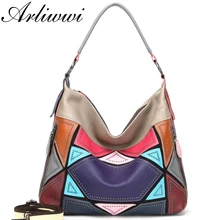 Arliwwi подлинный первый слой из коровьей кожи сумки на плечо женские роскошные новые заклепки из натуральной кожи сумки-мессенджеры для женщин