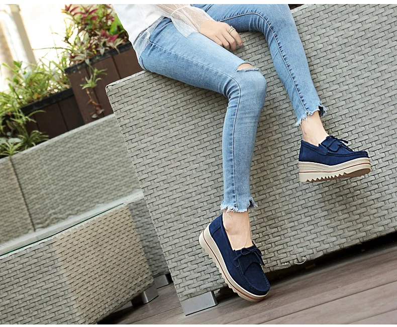 pring Women Flats Shoes Platform Sneakers Slip On Flats Leather Suede Ladies Loafers Casual Shoes Women loafers shoes Large size