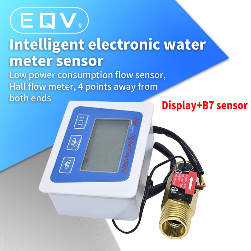 YUPVM Digital LCD Display Water Flow Sensor Meter Flowmeter Rotameter Temperature Time Record with G1//2 Flow Sensor