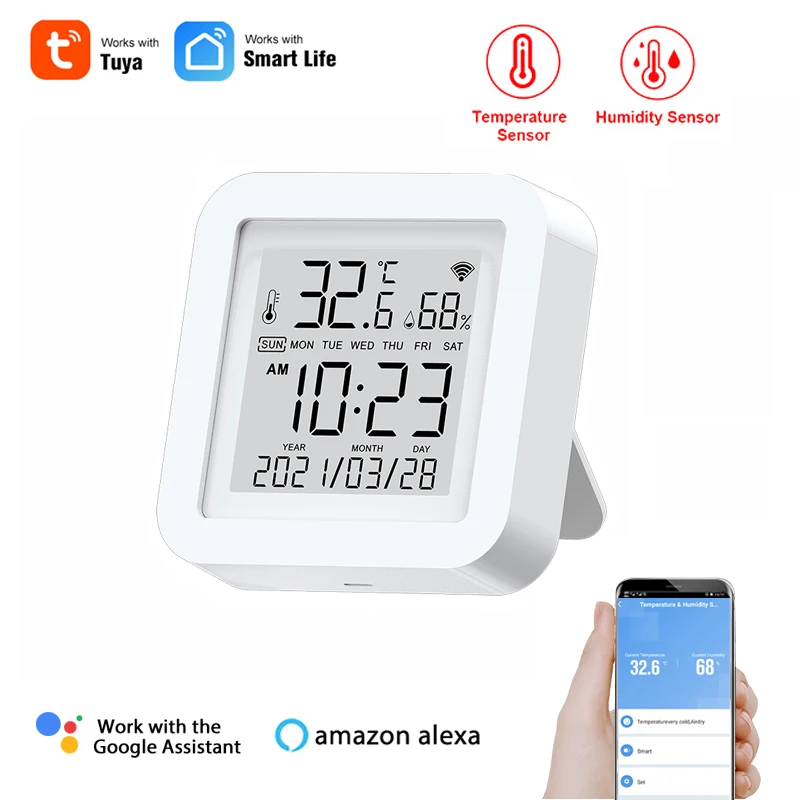 Tuya Sensor de temperatura y humedad para interiores, higrómetro con