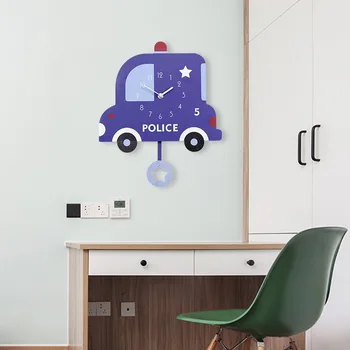 

Creative Decoration Clock Children's Room Kindergarten Early Education Lovely Car Cartoon Swing Wall Clock