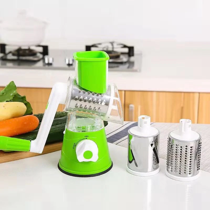 Rotary Cheese Grater with Handle for Fruit,Vegetables,Nuts, 3 In 1  Multifunctional Kitchen Square Drum Vegetable Cutter & Round Mandoline  Slicer Nuts