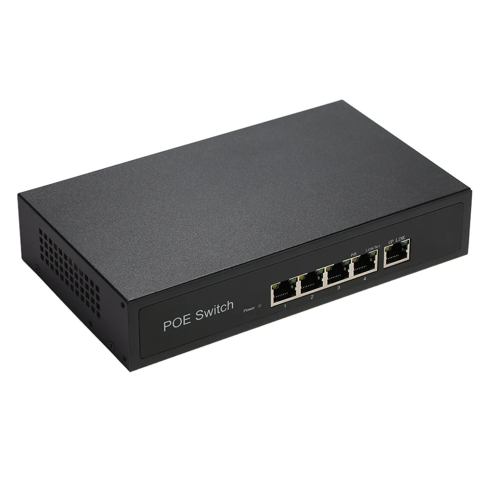 1+ 4 Порты 10/100 Мбит/с PoE выключатель инъектор Мощность over Ethernet IEEE 802.3af для камер VoIP встроенный Питание для настольного компьютера