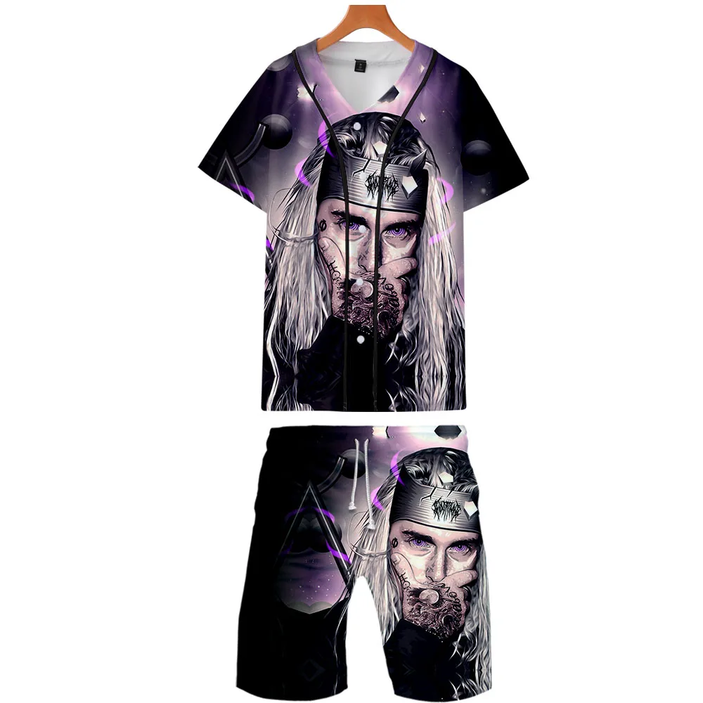 Ghostemane, комплект из двух предметов, куртки и шорты, Kpop, модная новинка, крутой принт, Ghostemane, бейсбольная куртка, набор для мужчин, уличная одежда