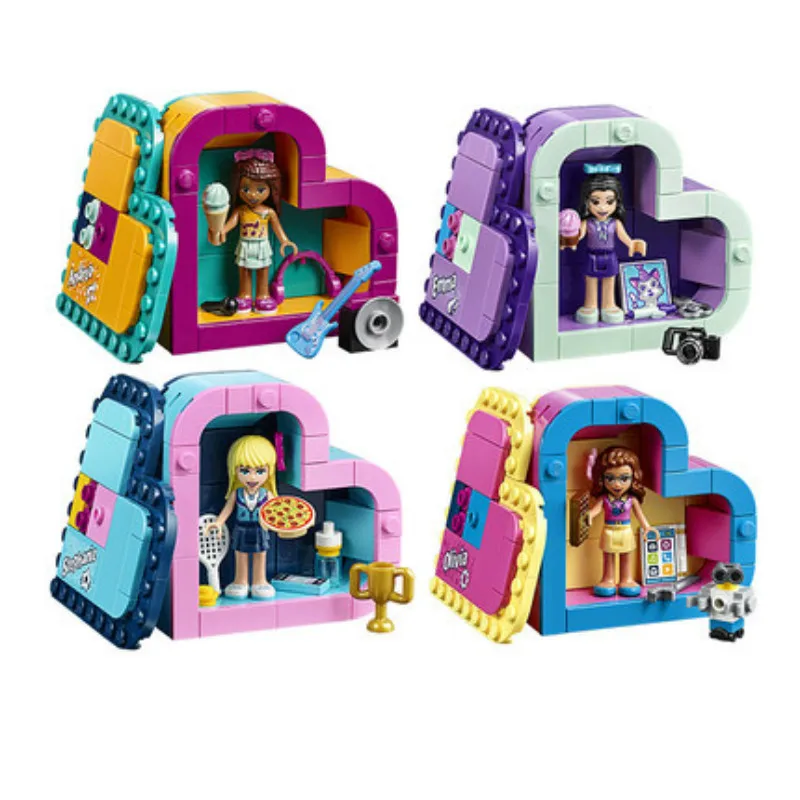 

2019 New Friends Are Compatible 41354 41355 41356 41357 Love Heart Treasure Box Building Blocks Toys Christmas gift