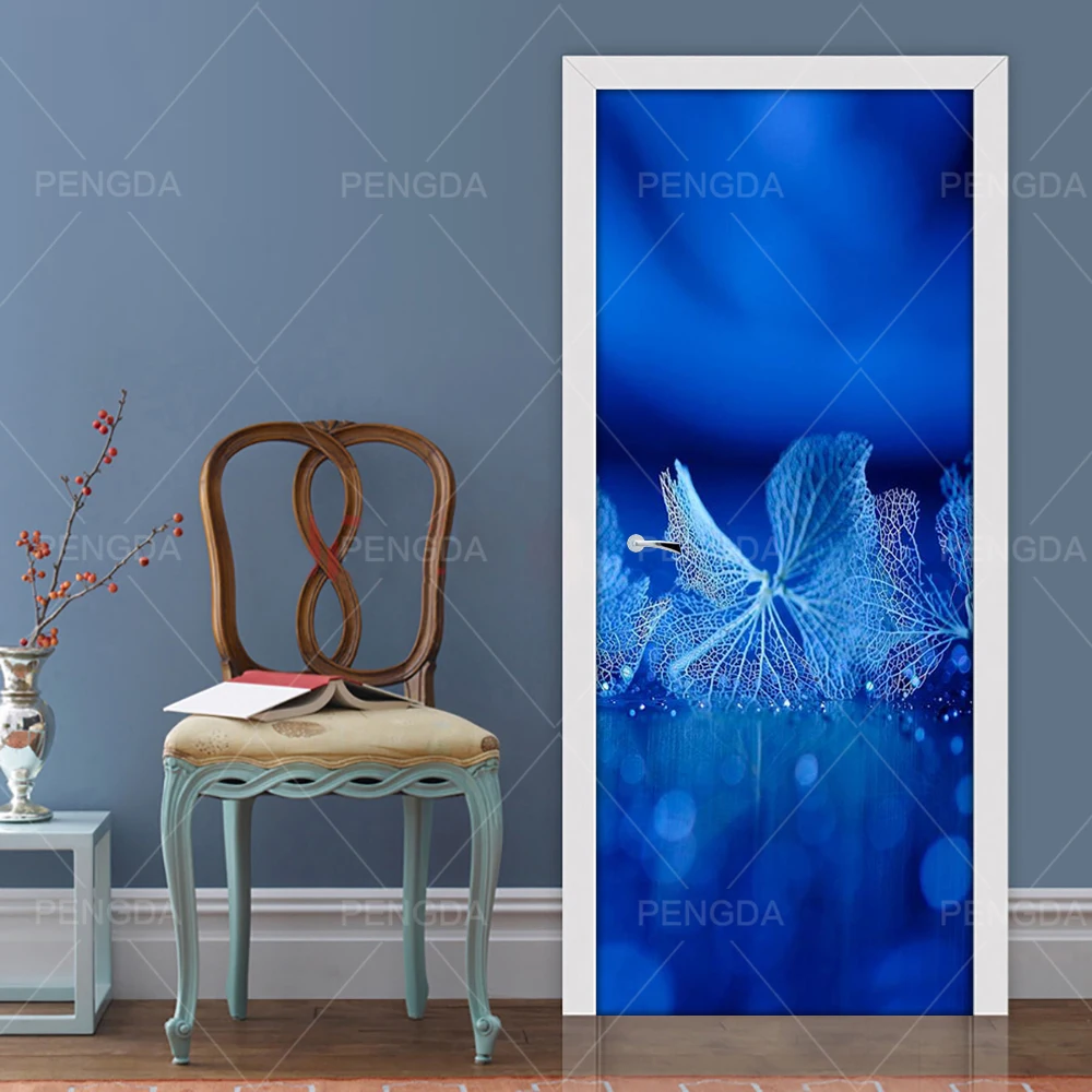 

3d Door Sticker Self Adhesive Plant Leaves Renew Home Decoration Print Wall Artwork PVC Waterproof Wallpaper Picture Boys Room