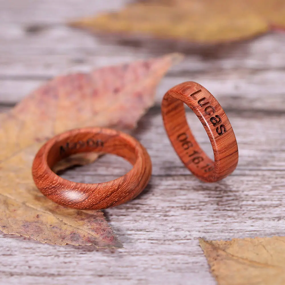 Ailin пользовательское кольцо персонализированное имя кольцо на заказ деревянное кольцо ювелирные изделия для мужчин с пользовательскими деревянные подарки коробка