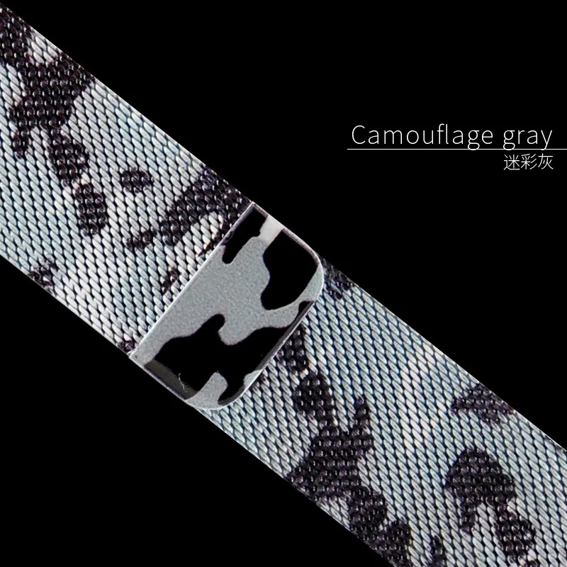 Camouflage gray For Apple Watch Series 5 4 Band 44mm 40mm Milanese Loop strap Stainless Steel Bracelet 38mm 42mm Skull Design For i Watch 1/2/3 - Цвет ремешка: Camouflage gray