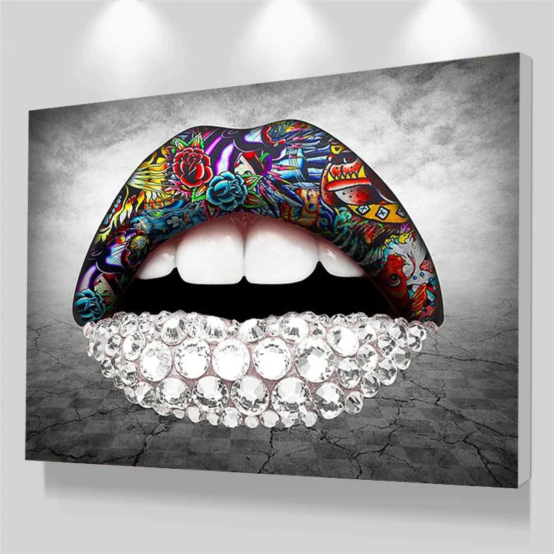 Louis Vuitton Graffiti Lips Canvas - Canvas Wall Art