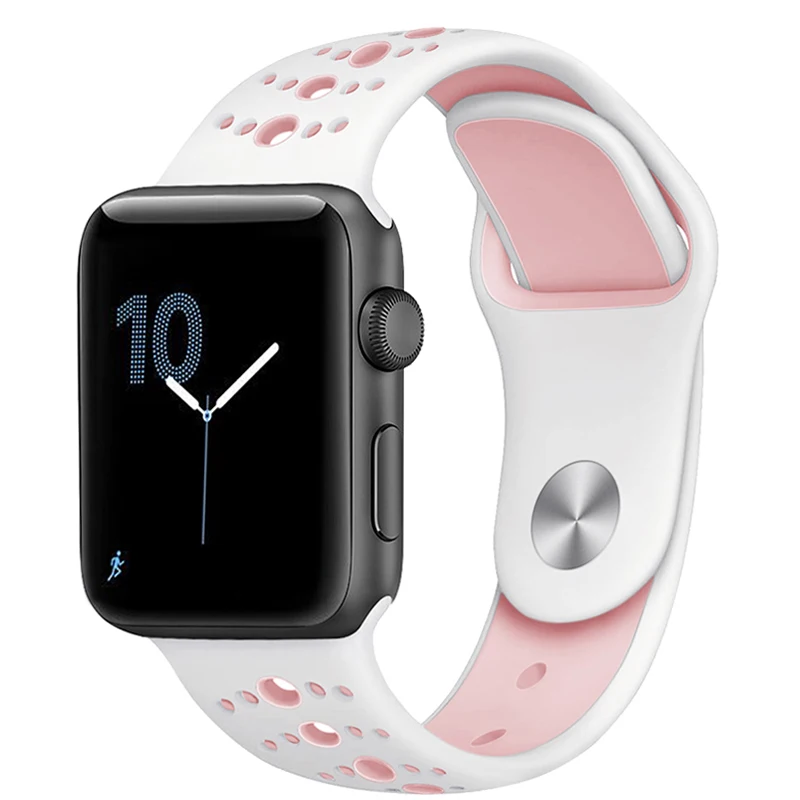 Дышащий силиконовый спортивный ремешок для Apple Watch 5 4 3 2 1 42 мм 38 мм резиновый ремешок для Iwatch 5 4 3 40 мм 44 мм