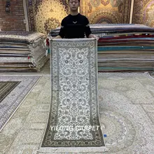 YILONG 2.5x6 'длинная рука завязанная шелковая дорожка Восточный ковер для прихожей галерея(HF347B