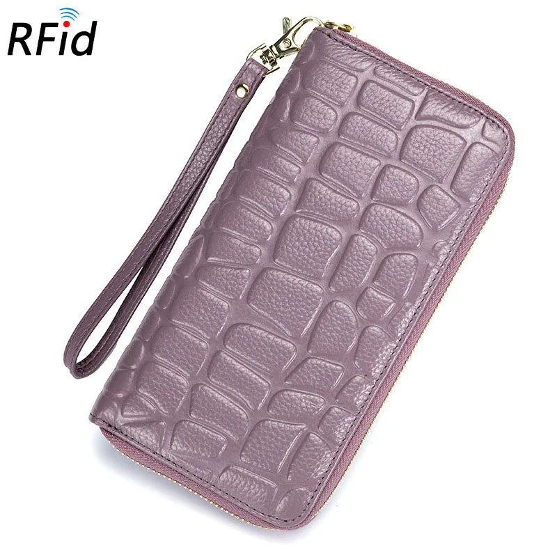 Из натуральной кожи RFID Блокировка держатель кредитной карты камень шаблон Женский визитница женский кошелек