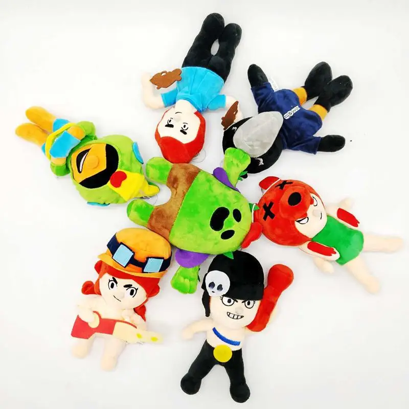 

7pcs/set 23cm Brawl Shelly Nita Colt Jessie starses Stuffed Animals Plush Doll, Kids Christmas GIft Toy