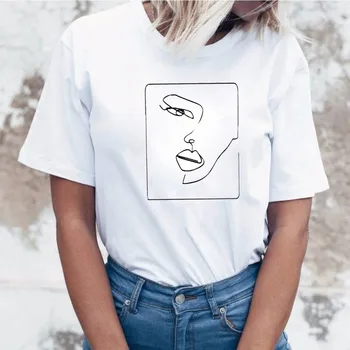 

Women Face Abstract Simple Casual Funny Shirt Gift For Lady Yong Girl Top Tee