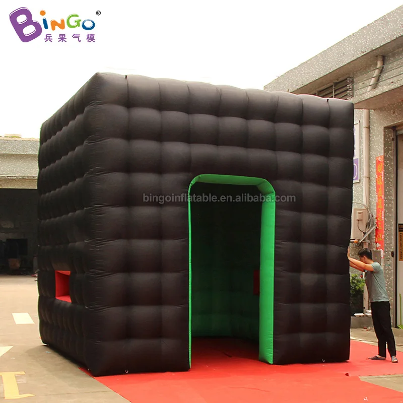 

Free Shipping 4x4x4 Meters Customized Black Exterior Green Interior Inflatable Square Booth / Cube Tent Inflatable Toy Tents