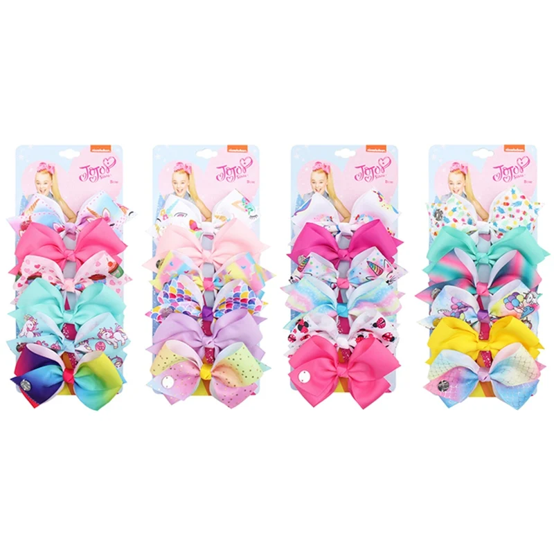 6 Pcs/set 5 Inch Colorful Toddler Baby Girls Boutique Hair Clip Bows Ribbon Hairpins Baby Hairgrip Headwear For Children
