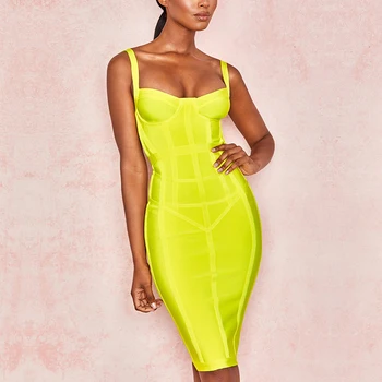 

2019 New Summer Women Bodycon Bandage Dress Sexy Spaghetti Strap Sleeveless Club Dress Midi Celebrity Evening Party Dress