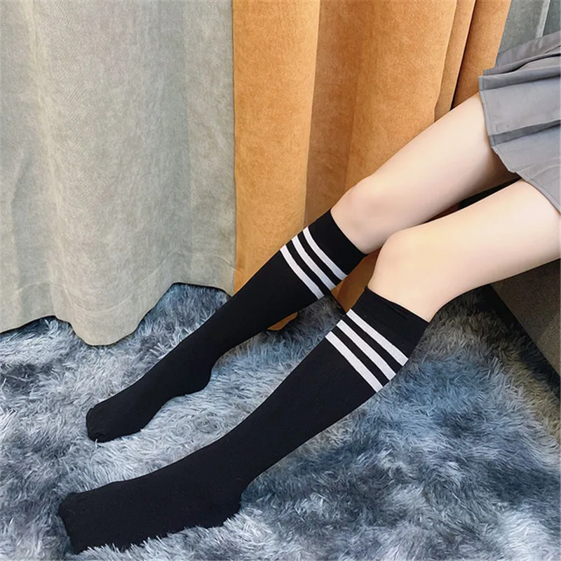 Women Socks Anime JK Cosplay Dance Stocking Striped Long Thigh High Knee