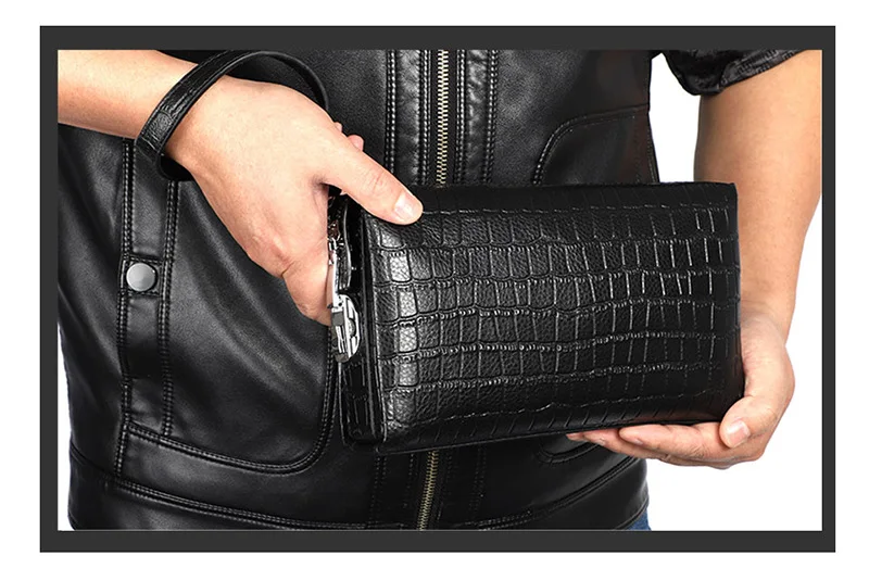 first layer leather password lock men's wallet fashion casual long section business men's clutch wallet men's handbag