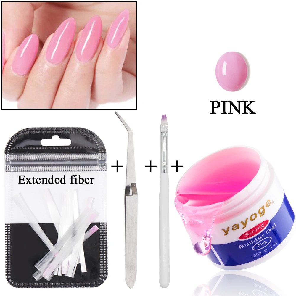 N16-A2-PINK Yayoge набор гелей для наращивания ногтей из волокна, маникюрный набор, гель для наращивания ногтей, УФ Гель-лак для ногтей, формы для ногтей, советы для дизайна ногтей, 56 г - Цвет: N16-A2-PINK