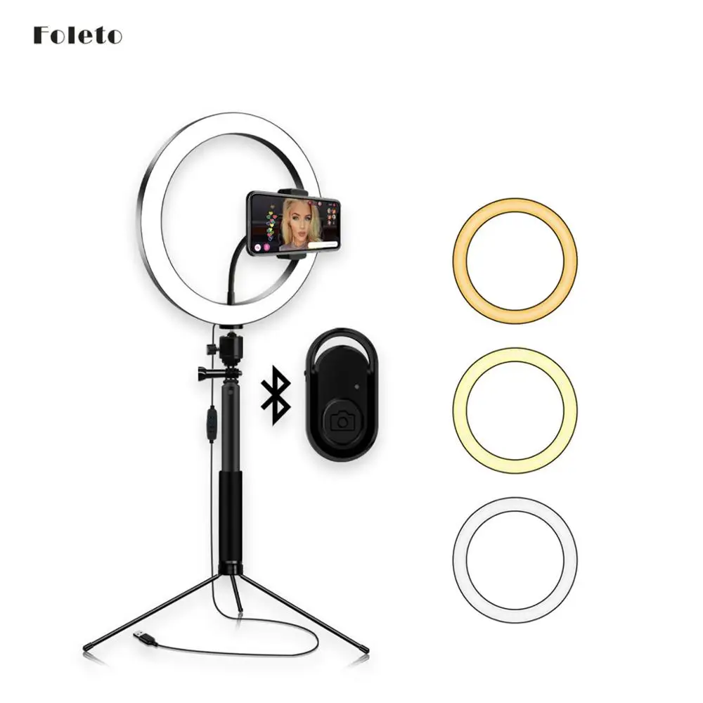 

Foleto 6/8/10 inch Photography LED Ring Light Camera Lamp Selfie Ring Light for Youtube Makeup Video with Tripod Phone Holder